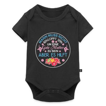 Verrückte Bekloppte Mama Mutter Muttertag Spruch - Baby Premium Kurzarmbody - Schwarz - Vorne