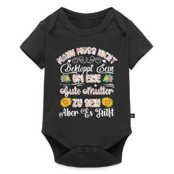 Muttertag Spruch Verrückte Mama Mutter Blumen - Baby Premium Kurzarmbody - Schwarz - Vorne