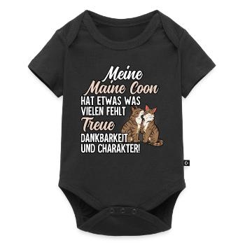 Maine Coon Katze - Baby Premium Kurzarmbody - Schwarz - Vorne