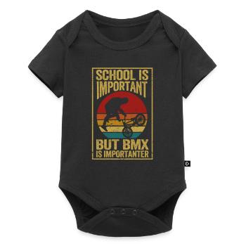 School is important, but BMX is more important BMX - Baby Premium short-sleeve bodysuit - black - Front