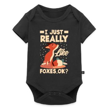 Fuchs Füchse Tiere Geschenkidee - Baby Premium Kurzarmbody - Schwarz - Vorne