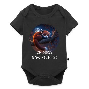 Ich Muss Gar Nichts Roter Panda - Baby Premium Kurzarmbody - Schwarz - Vorne
