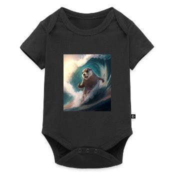 Beach Vibe Otter Cool Surfing Otter - Baby Premium short-sleeve bodysuit - black - Front