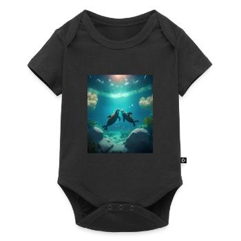 Mignon amoureux de la loutre Sweet Sea Otter Couple - Body à manches courtes Premium Bébé - noir - Devant