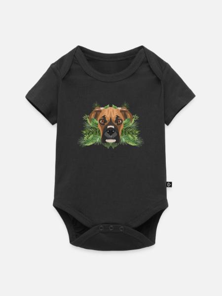 Tropical Deutscher Boxer - Baby Premium Kurzarmbody - Schwarz