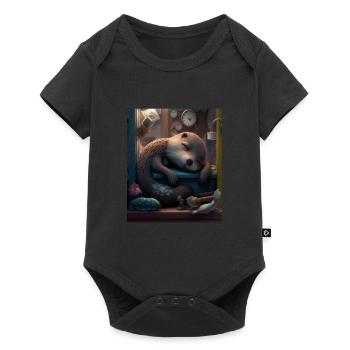 Cute Otter Bed Time Funny Bored Sleepyhead Otter - Baby Premium Kurzarmbody - Schwarz - Vorne