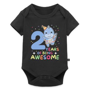 Dino for 2nd birthday children two years old - Baby Premium short-sleeve bodysuit - black - Front
