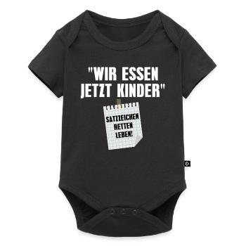 Wir Essen Jetzt Kinder Satzzeichen Retten Leben - Baby Premium Kurzarmbody - Schwarz - Vorne