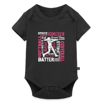 Softball - Baby Premium Kurzarmbody - Schwarz - Vorne
