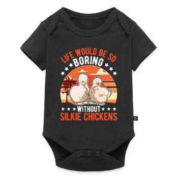 Silk Chicken Gift Silkie Chicken Silkie Chicken - Baby Premium short-sleeve bodysuit - black - Front