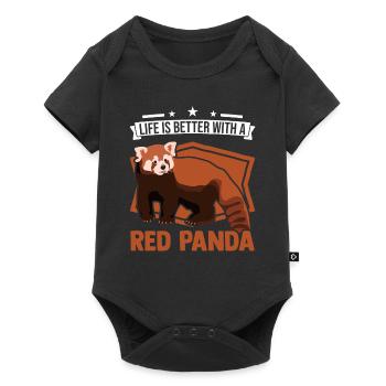 La vie est meilleure avec un panda roux - Body à manches courtes Premium Bébé - noir - Devant