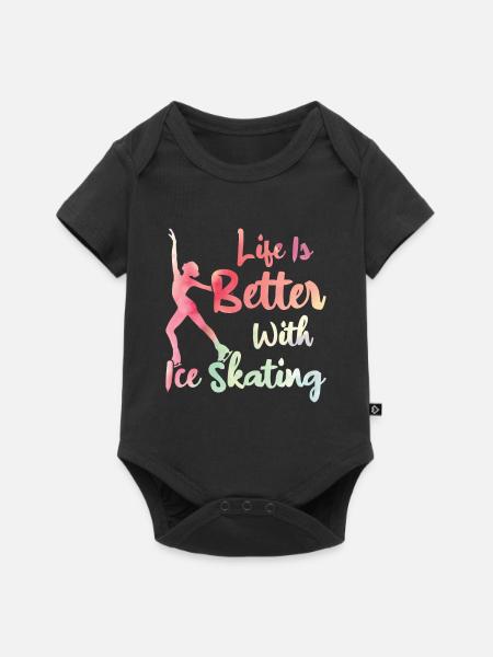 Eislaufen - Baby Premium Kurzarmbody - Schwarz