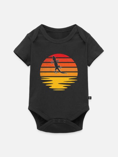 Eidechse Retro - Baby Premium Kurzarmbody - Schwarz