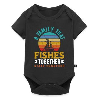 A Family That Fishes Together Stays Together - Baby Premium Kurzarmbody - Schwarz - Vorne