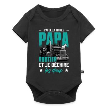 Camion | Chaffeur | Poids Lourd | Papa Routier - Body à manches courtes Premium Bébé - noir - Devant