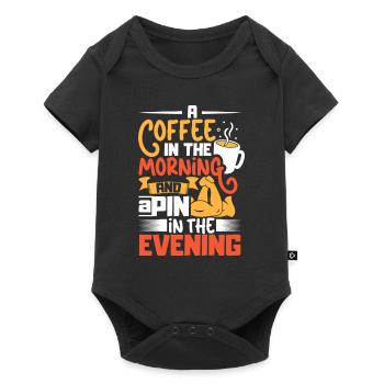 Ein Kaffee am morgen - Armdrücken - Baby Premium Kurzarmbody - Schwarz - Vorne