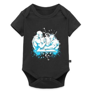 Zwei Muskelpakete beim Armdrücken - Baby Premium Kurzarmbody - Schwarz - Vorne