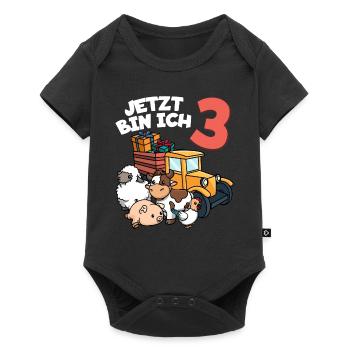 Ich bin schon 3 Traktor 3. Geburtstag - Baby Premium Kurzarmbody - Schwarz - Vorne