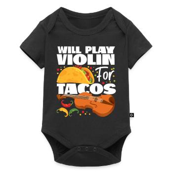 Violin Violinist Taco Will Play - Baby Premium Kurzarmbody - Schwarz - Vorne