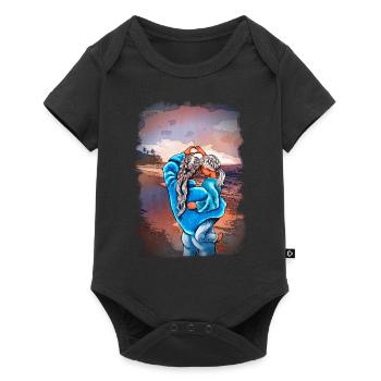MotherDaughter Love Beach Sea Illustration blond - Baby Premium short-sleeve bodysuit - black - Front