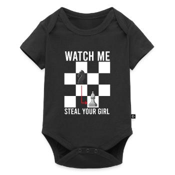 Regarde-moi voler ta fille Échecs Échiquier - Body à manches courtes Premium Bébé - noir - Devant
