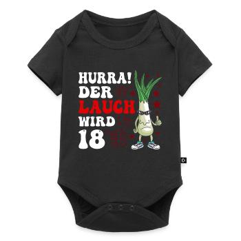 Hurra Der Lauch Wird 18 Geburtstag Volljährig - Baby Premium Kurzarmbody - Schwarz - Vorne