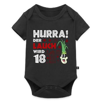 Hurra Der Lauch Wird 18 Geburtstag Volljährig - Baby Premium Kurzarmbody - Schwarz - Vorne