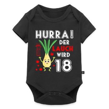 Hurra Der Lauch Wird 18 Geburtstag Volljährig - Baby Premium Kurzarmbody - Schwarz - Vorne