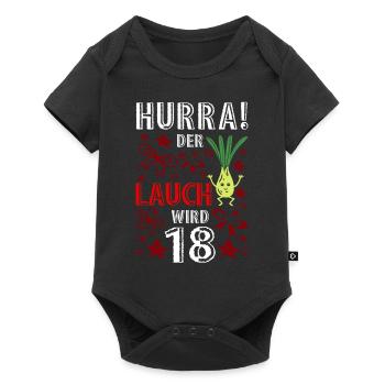 Hurra Der Lauch Wird 18 Geburtstag Volljährig - Baby Premium Kurzarmbody - Schwarz - Vorne
