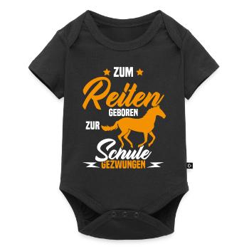 Né pour monter à cheval forcé à aller a l'école - Body à manches courtes Premium Bébé - noir - Devant