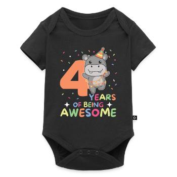 Hippopotame pour les enfants de 4 ans - Body à manches courtes Premium Bébé - noir - Devant