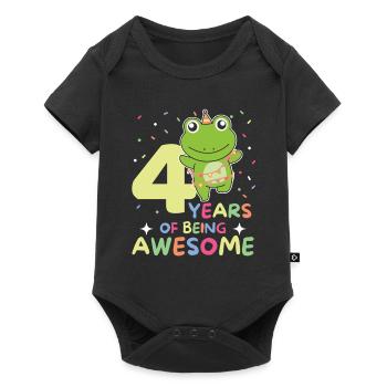 Grenouille pour 4ème anniversaire Enfants de quatre ans - Body à manches courtes Premium Bébé - noir - Devant