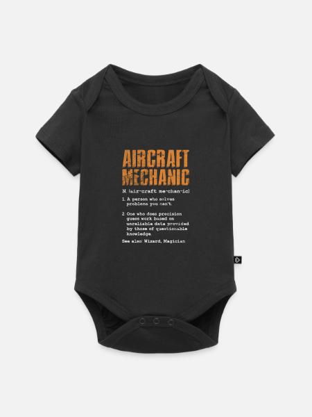 Flugzeugmechaniker Luftfahrt Flugzeug Geschenk - Baby Premium Kurzarmbody - Schwarz