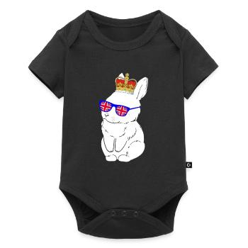 Lapin Reine Elizabeth II Couronne britannique - Body à manches courtes Premium Bébé - noir - Devant