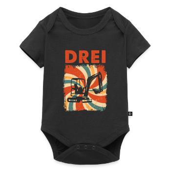 3. Geburtstag Bagger 3 Geburtstagshirt - Baby Premium Kurzarmbody - Schwarz - Vorne