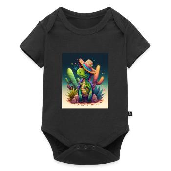 Dinosaur Lover Green Dinosaur Wearing Sombrero - Baby Premium short-sleeve bodysuit - black - Front