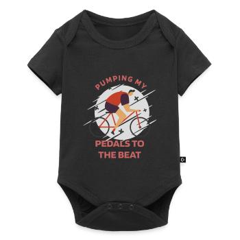 Pumping My Pedals To The Beat Retro Biking - Baby Premium Kurzarmbody - Schwarz - Vorne