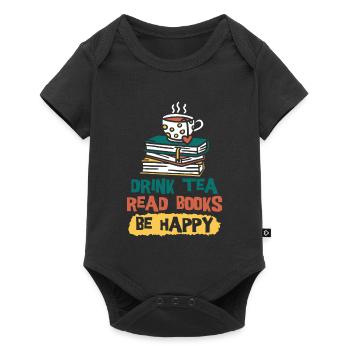 Drinking tea Reading books Being happy - Baby Premium short-sleeve bodysuit - black - Front