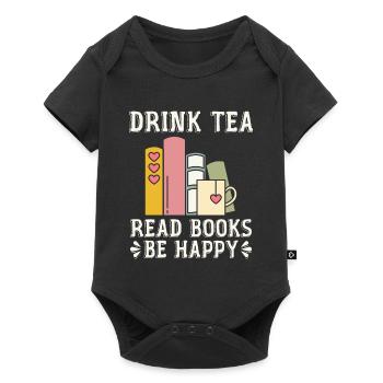 Drinking tea Reading books Being happy - Baby Premium short-sleeve bodysuit - black - Front