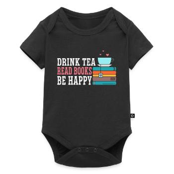 Drinking tea Reading books Being happy - Baby Premium short-sleeve bodysuit - black - Front