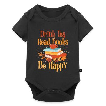Boire du thé Lire des livres Être heureux - Body à manches courtes Premium Bébé - noir - Devant