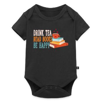 Drinking tea Reading books Being happy - Baby Premium short-sleeve bodysuit - black - Front