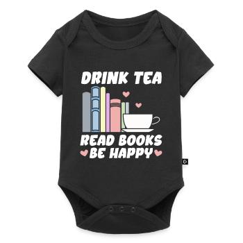 Drinking tea Reading books Being happy - Baby Premium short-sleeve bodysuit - black - Front