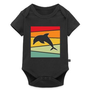 Dauphin Rétro - Body à manches courtes Premium Bébé - noir - Devant