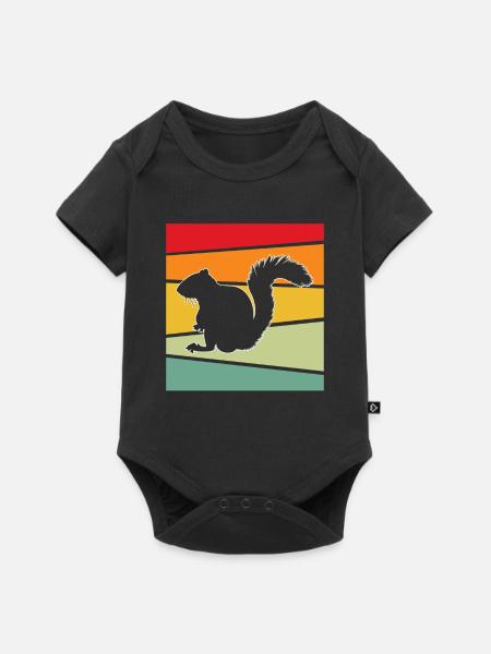 Eichhörnchen retro - Baby Premium Kurzarmbody - Schwarz