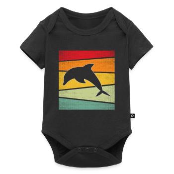 Dauphin Rétro - Body à manches courtes Premium Bébé - noir - Devant