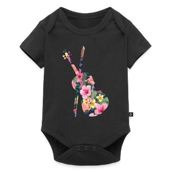 Violin Violinist Tropical Flower - Baby Premium short-sleeve bodysuit - black - Front