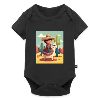 Boy In Mexican Costume Mexican Boy Riding Llama - Baby Premium short-sleeve bodysuit - black - Front