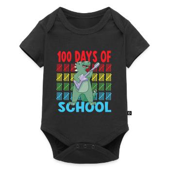 100 Days Of School Dinosaur Guitar Star - Baby Premium short-sleeve bodysuit - black - Front