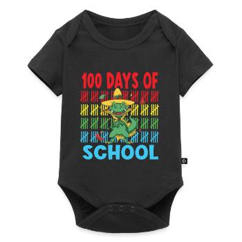 100 Days Of School Dinosaur Guitar Star - Baby Premium short-sleeve bodysuit - black - Front